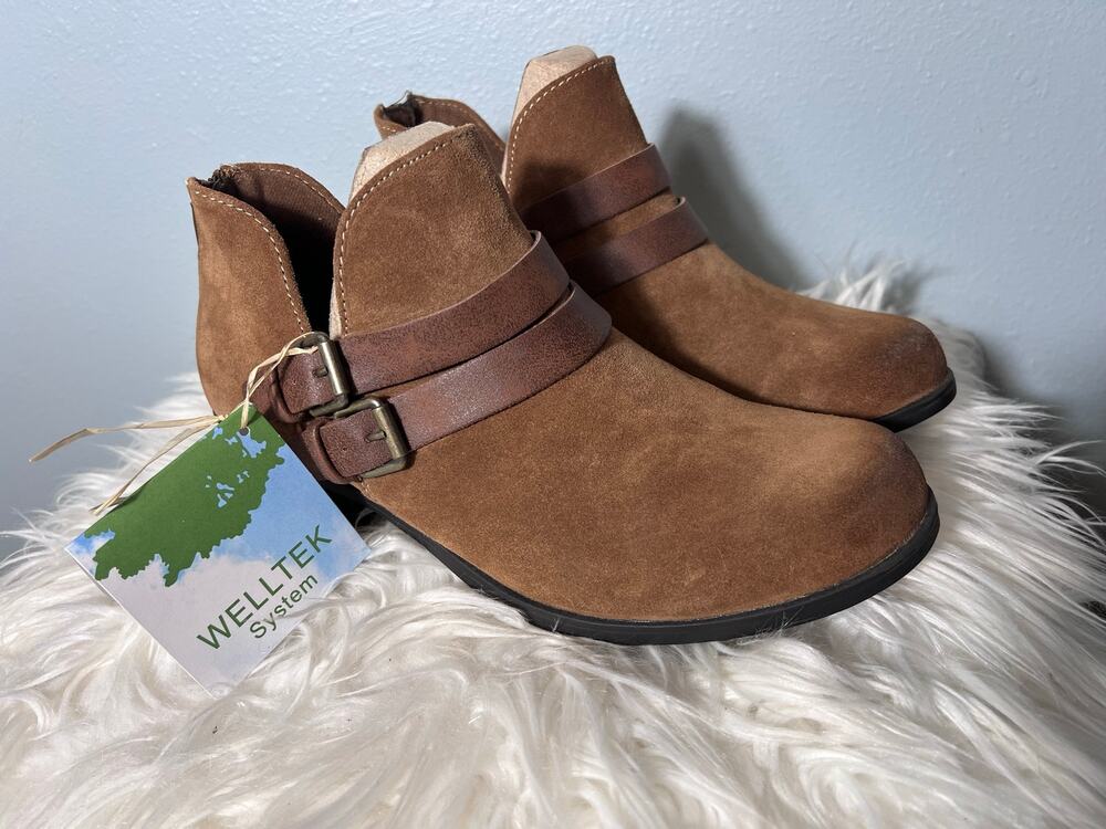Earth Origins Sz 9.5 Welltek Leather Bootie Arch Support Heel Cradle Orthotic